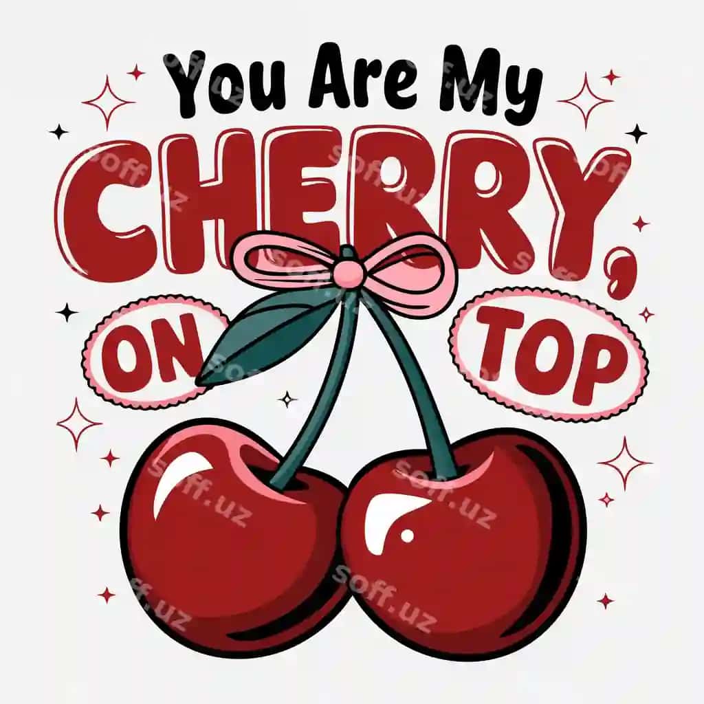 Siz mening olchali valentinli futbolka dizaynimsiz | You are my cherry top design cherry valentine t shirt design