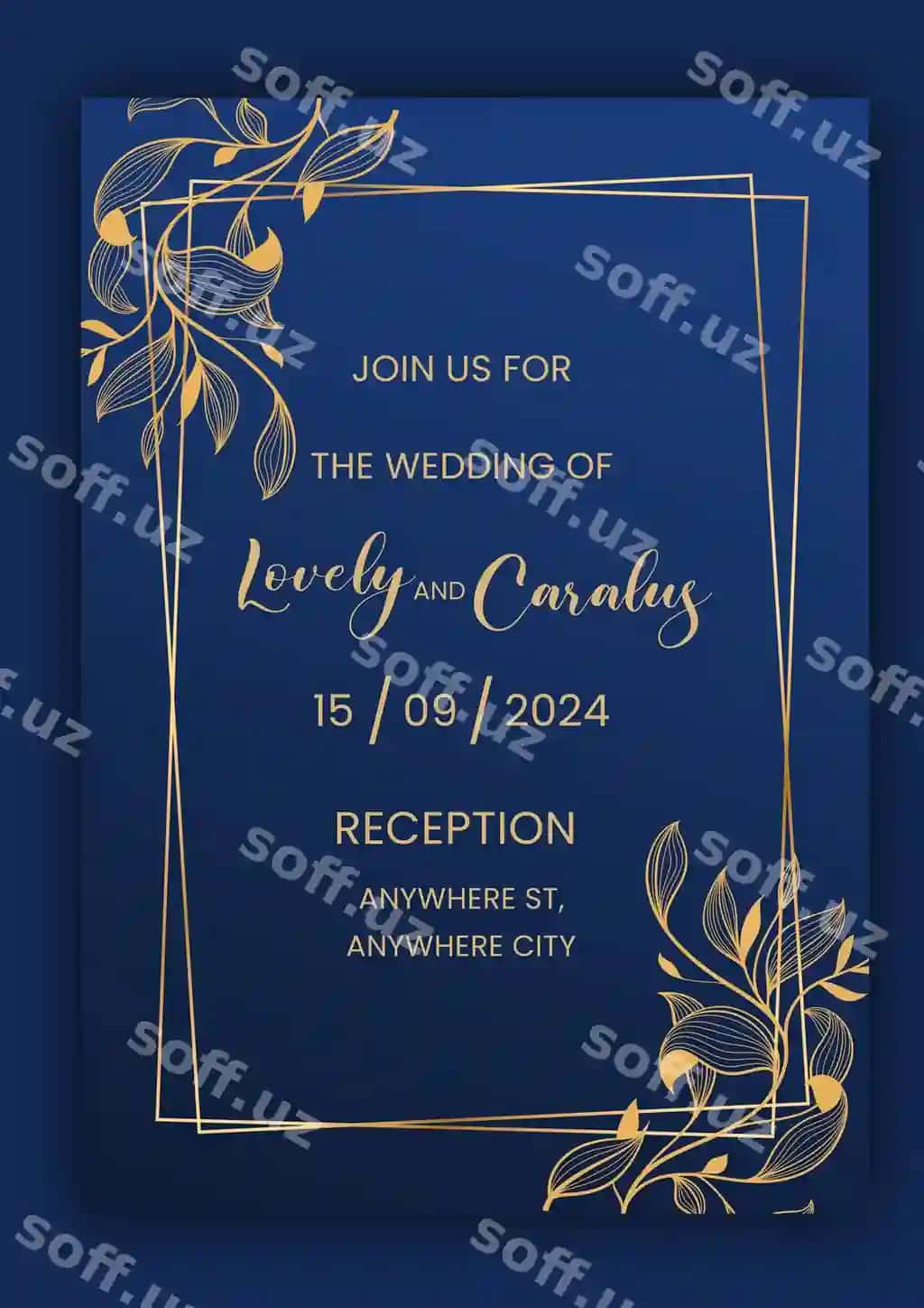 Floral minimal wedding poster template | Floral minimal wedding poster template