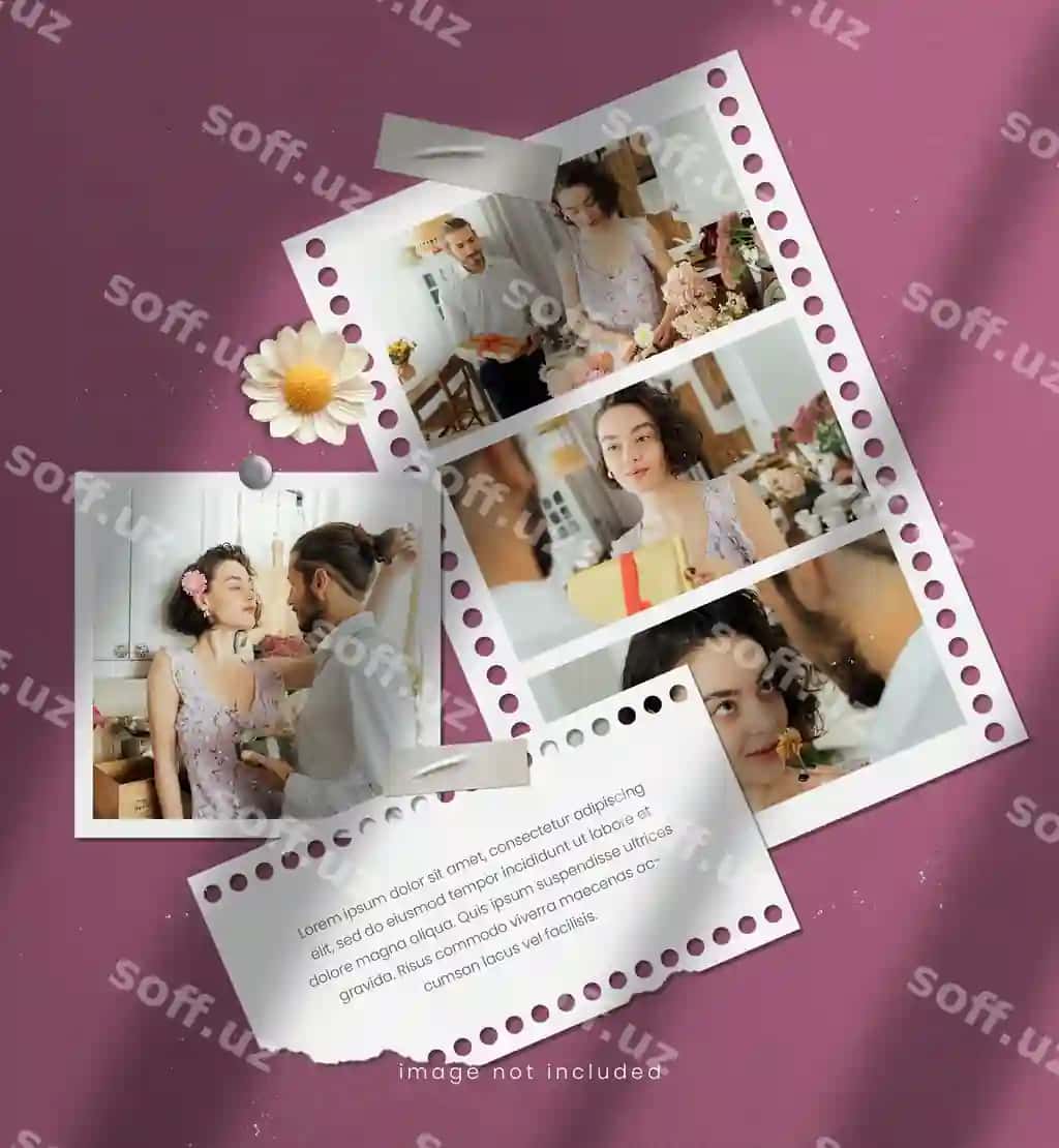 Stilli foto freym komplekti hissiyot doskasi namunasi | Stylish photo frame set mood board mockup
