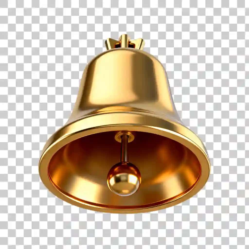 Shaffof fonli oltin qo'ng'iroq | Golden bell with clapper transparent background