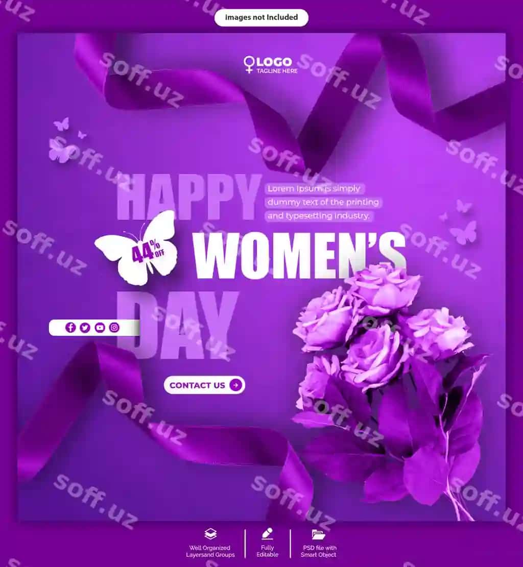 Psd baner ijtimoiy media baxtli ayollar kuni shabloni 8-mart | Psd banner social media happy womens day template march 8