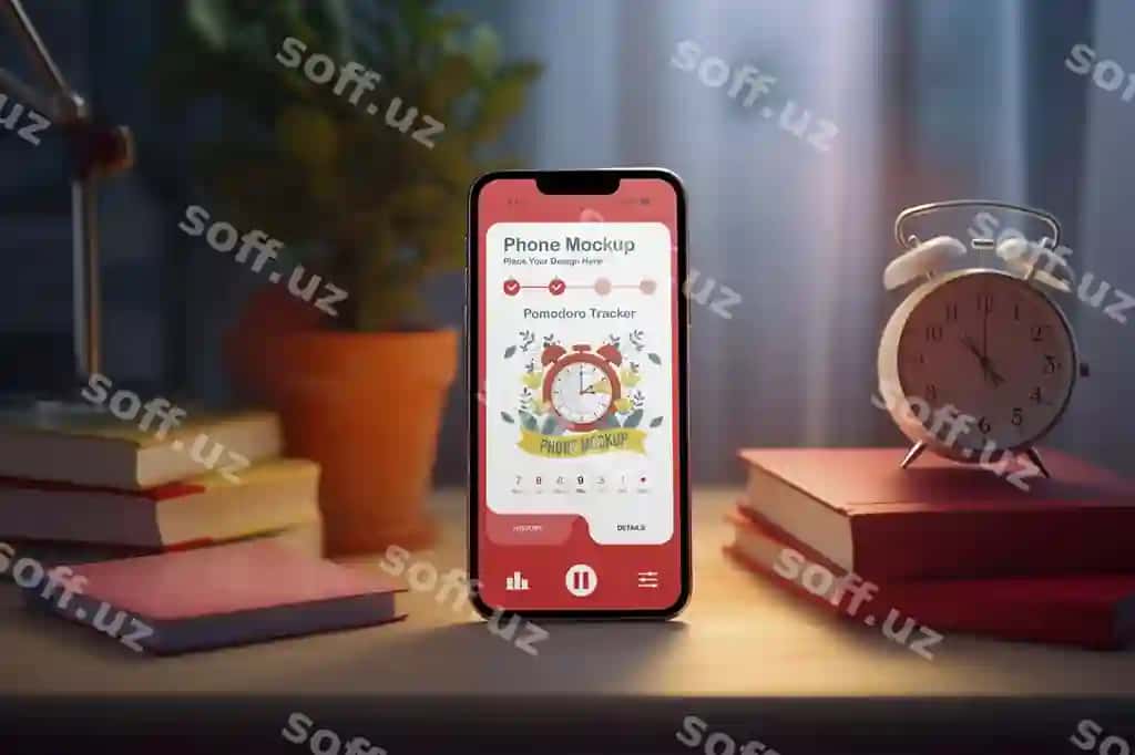Pomodoro o'quv uslubi akilliq telefon modeli bilan | Pomodoro study technique with smartphone mock up