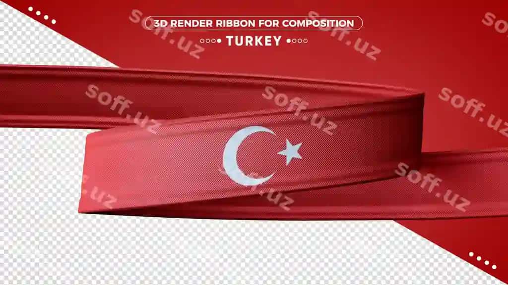 Turkiya 3D render lenta kompositsiyasi | Turkey 3d render ribbon composition
