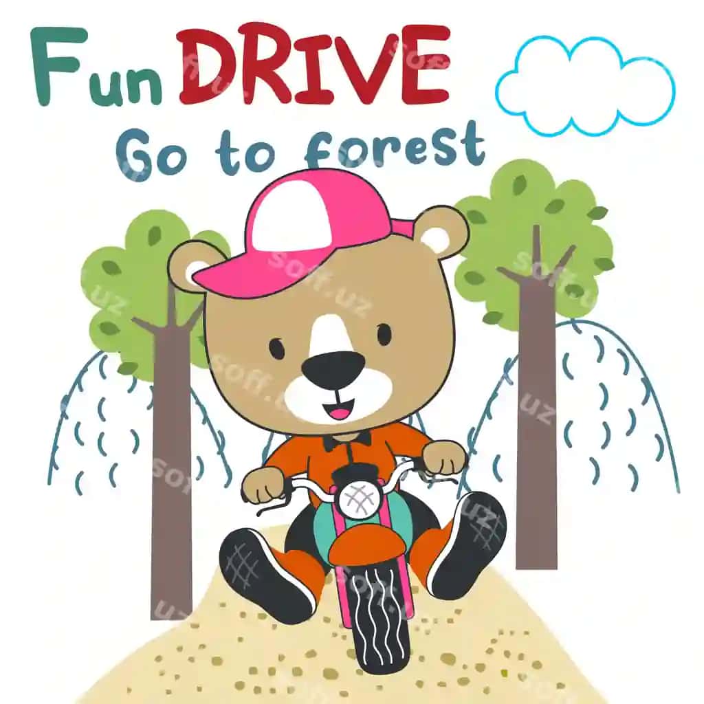 Vektorli illyustratsiya yoqimli kichkina ayiqcha mototsikl minish ijodiy vektori | Vector illustration cute little bear ride motorcycle creative vector