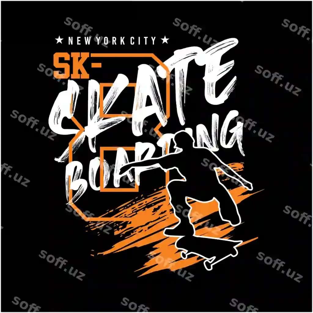 Sk 8 tipografiya siluet illustratsiyasi bilan skateboarding futbolka | Sk 8 typography with silhouette illustration skateboarding tshirt
