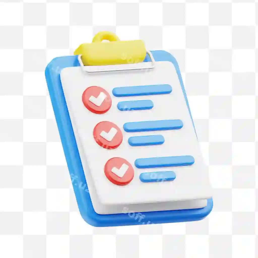 Bosma paskalı tekshirmar bilan 3d ikon | Clipboard with checklist 3d icon