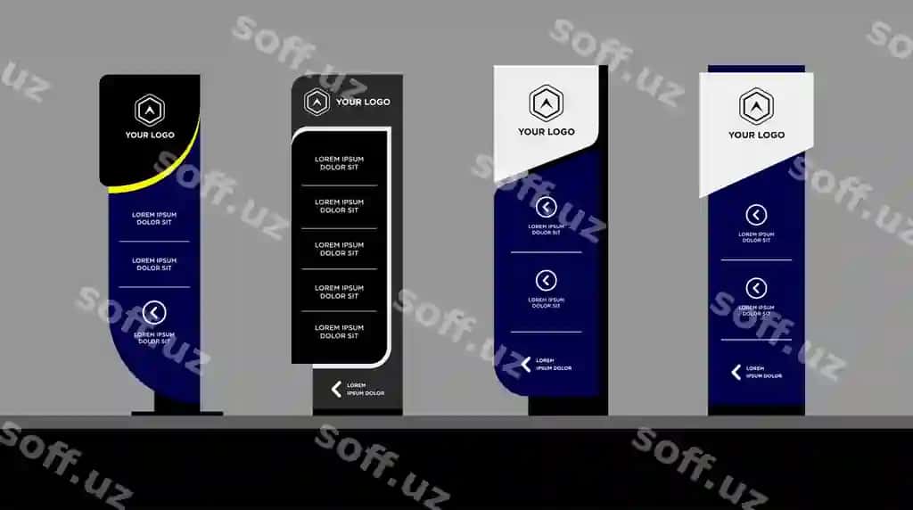 Tashqi ichki belgi shablon to'plami korporat identiklik | Exterior interior signage template set corporate identity 2