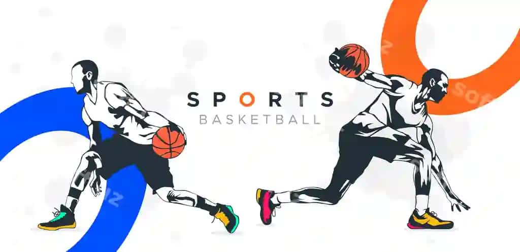 Rangli siluetlar basketbol sportchilar milliy sport baner plakati | Colored silhouettes basketball athletes national sports banner poster