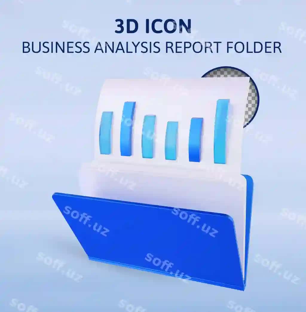 Biznes tahlili hisoboti papkasi 3D renderlash illyustratsiyasi | Business analysis report folder 3d rendering illustration