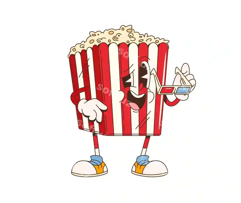 Multfilm retro groovy fastfud popkorn chelagi | Cartoon retro groovy fast food popcorn bucket