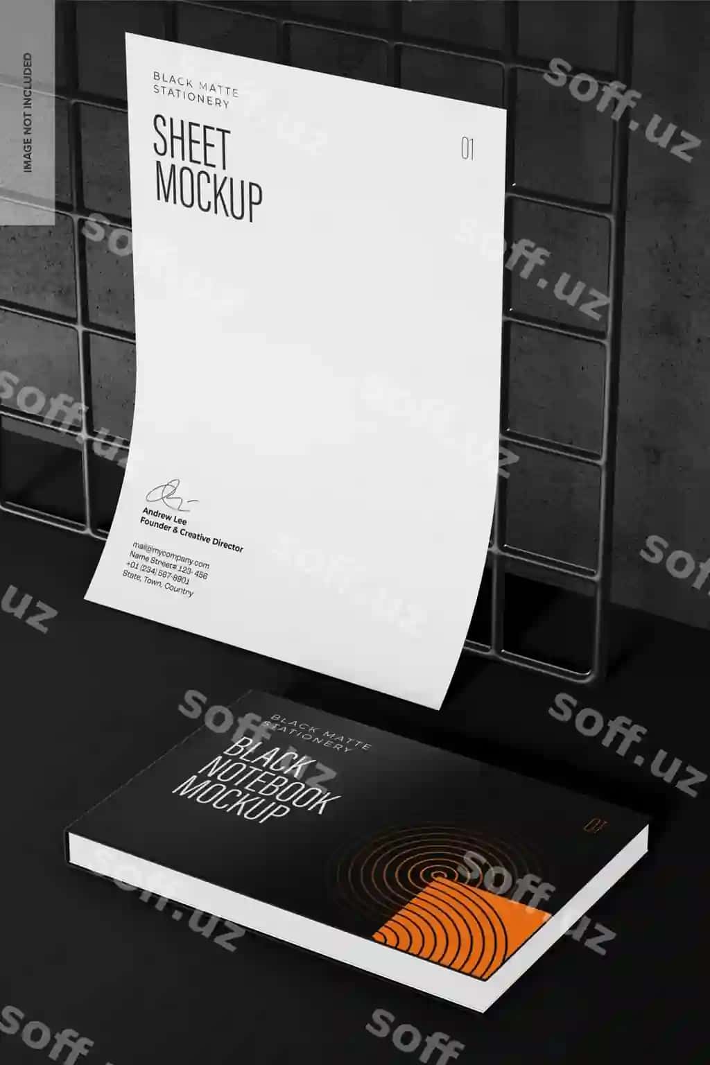 Qora daftarlar namunasi ochilgan yopilgan | Black notebooks mockup opened closed