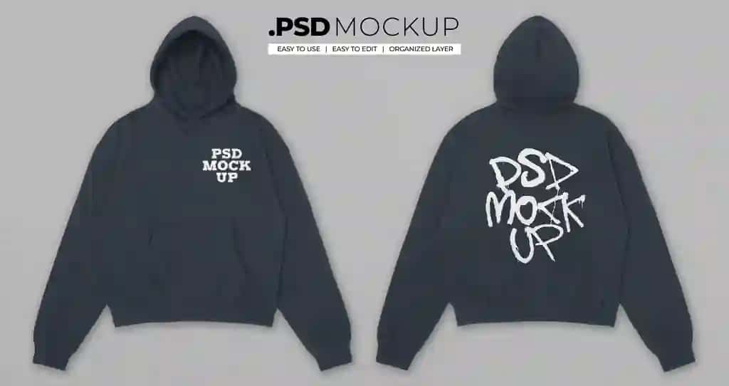 Psd maketli qutichali kapshonli qalpoqcha | Psd mockup boxy hoodie