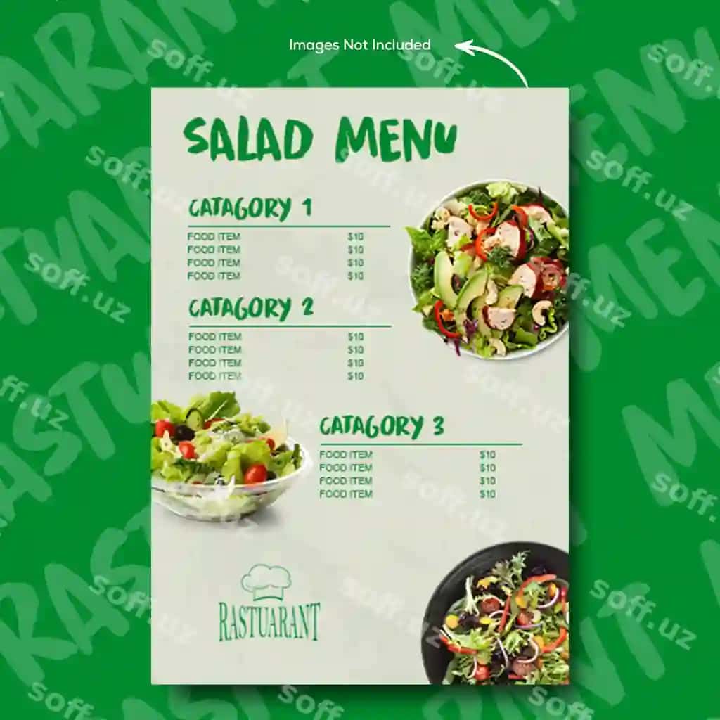 Restoran taomlari menyusi shabloni dizayni restoran menyusi plakati | Restaurant food menu template design restaurant menu poster