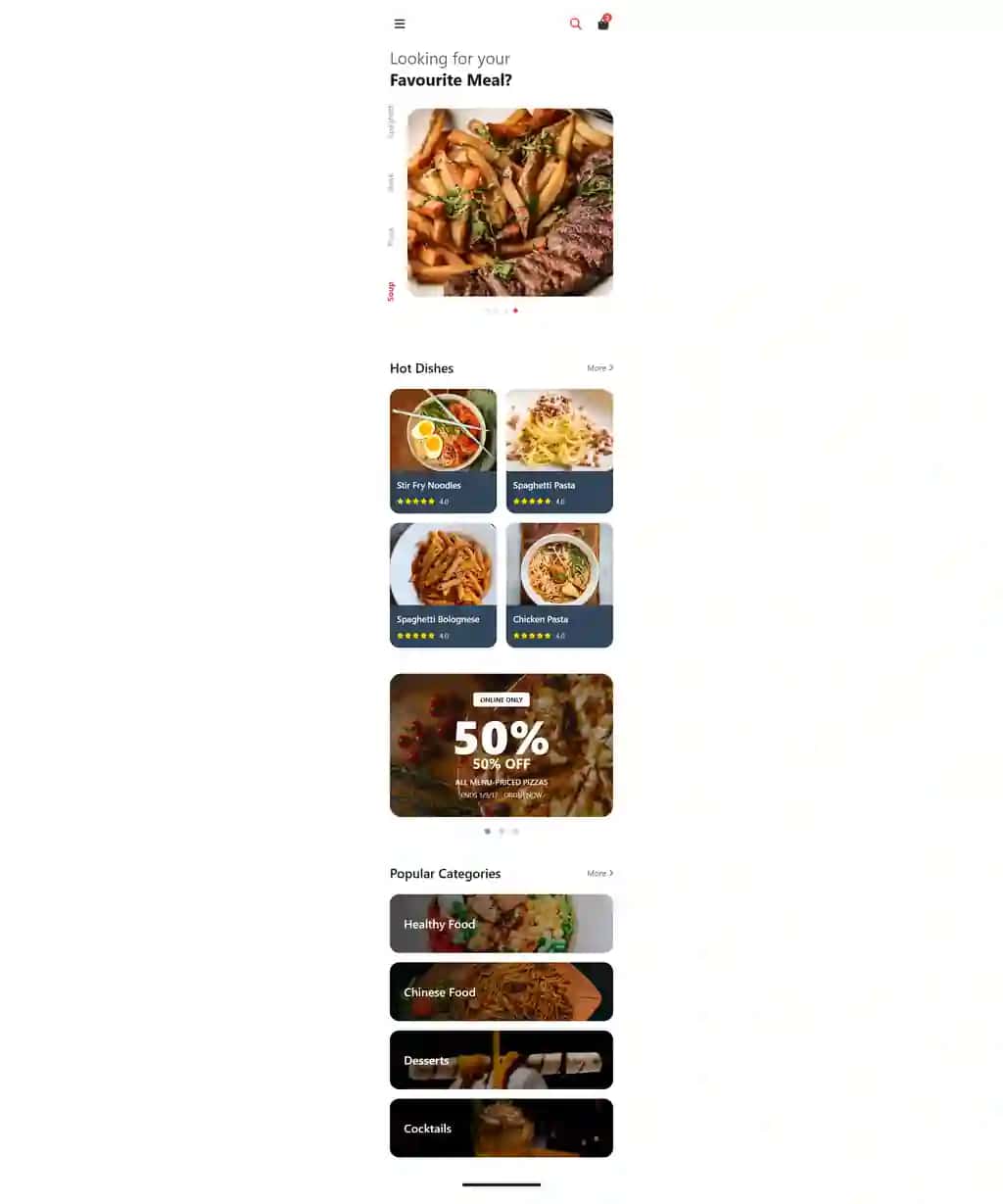 Oshxonalar uchun mobile web template shablon