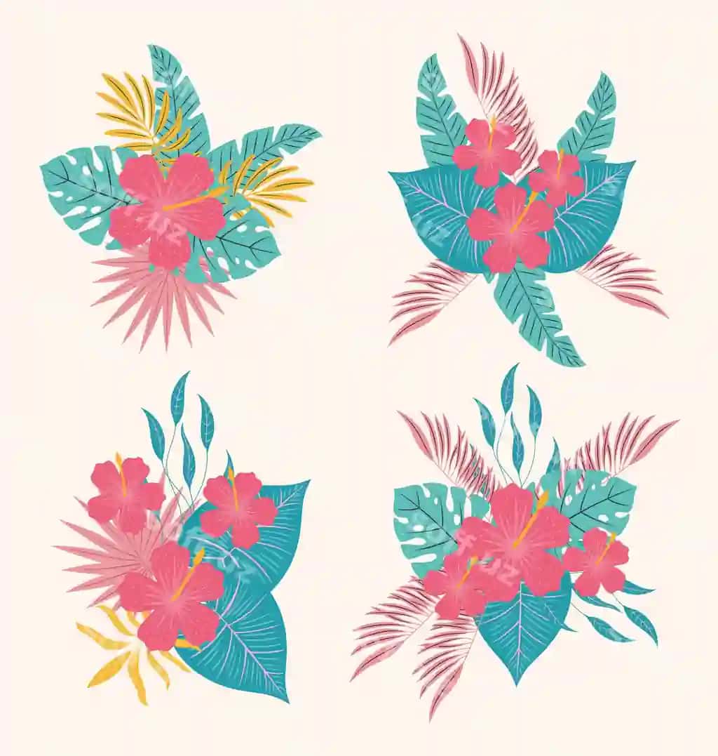 Gavayi gullari to'plami | Hawaiian flowers set