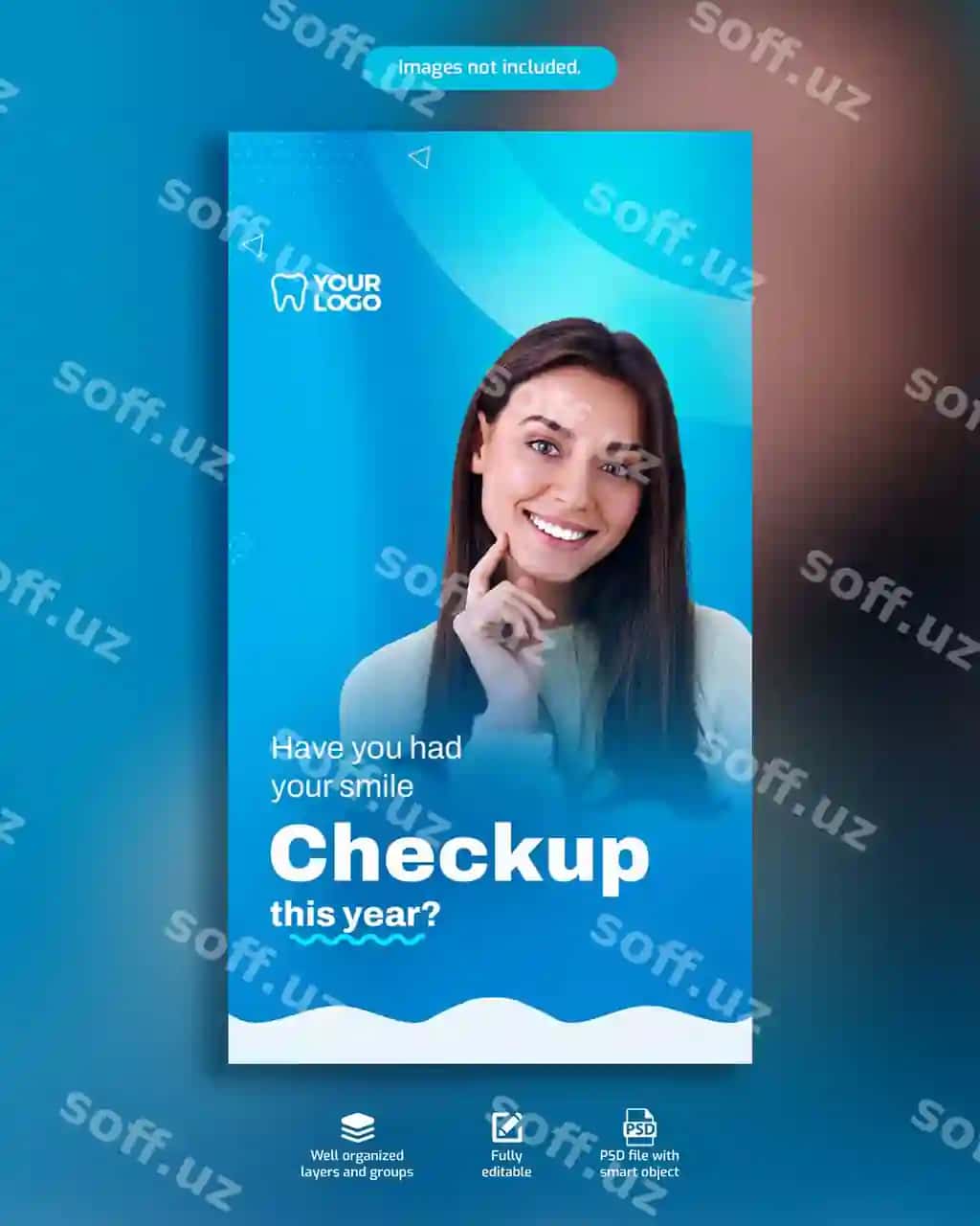 Moviy oq ekranda ayol tabassum so'zlari bilan siz tabassum qildingiz | Blue white screen with woman smiling words have you had your smile