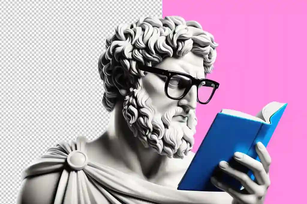 Inson haykali haykali ko'zoynak bilan kitob o'qiydi, uning yuzi shaffof | Human sculpture statue reading book with glasses his face transparent