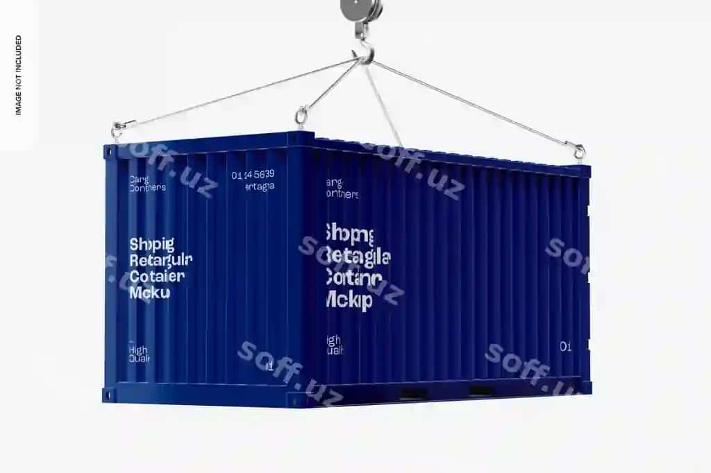 Yuk tashish to'rtburchaklar konteyner maketi chap ko'rinish | Shipping rectangular container mockup left view