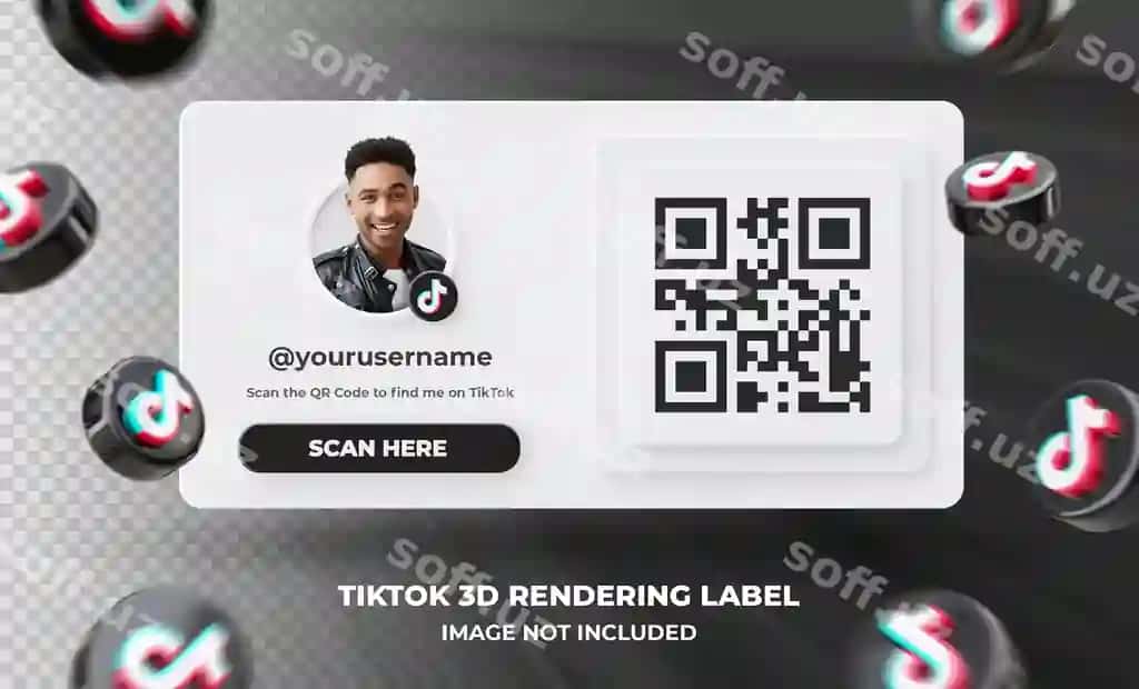 Banner ikon profil TikTok 3D render label ajraltirilgan | Banner icon profile tiktok 3d rendering label isolated