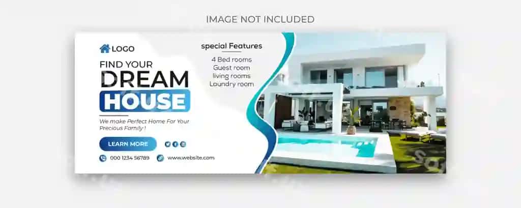 Realtorlik ijtimoiy tarmoqlar Facebook varaq shabloni | Real estate social media facebook cover banner template