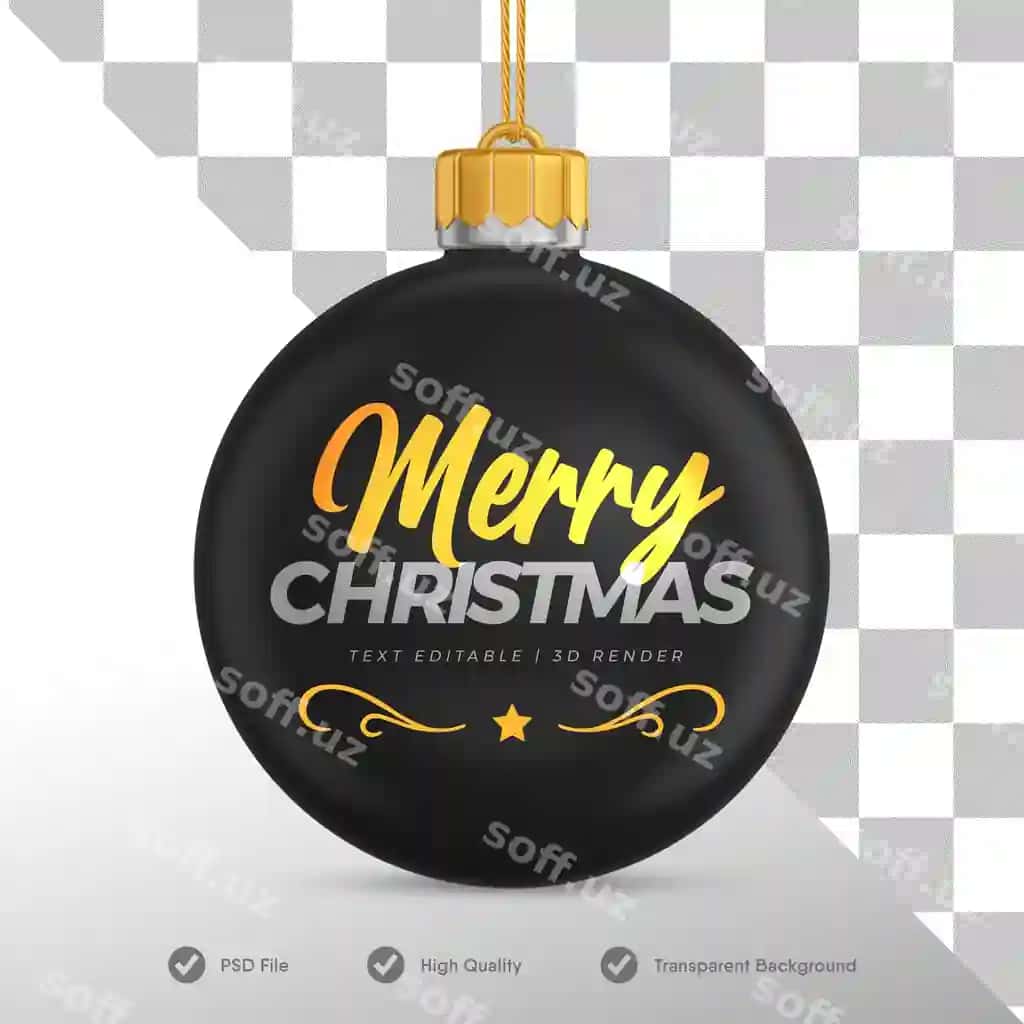 3D render qora Rojdestvo shar dekoratsiyasi | 3d rendering black christmas ball decoration