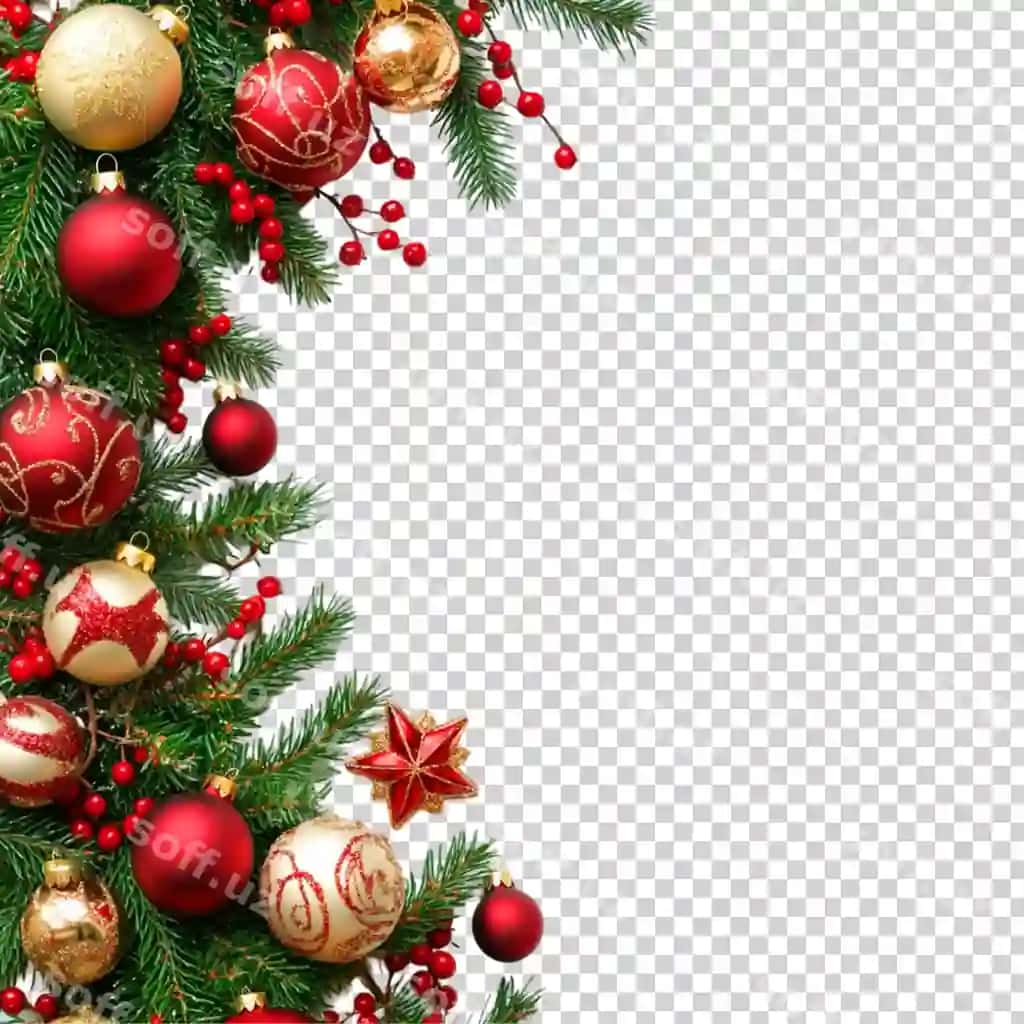Bayramlik Rojdestvo chegara ramkasi yashil chinar daryolari bezatmalar bilan | Festive christmas border frame green pine branches with ornaments
