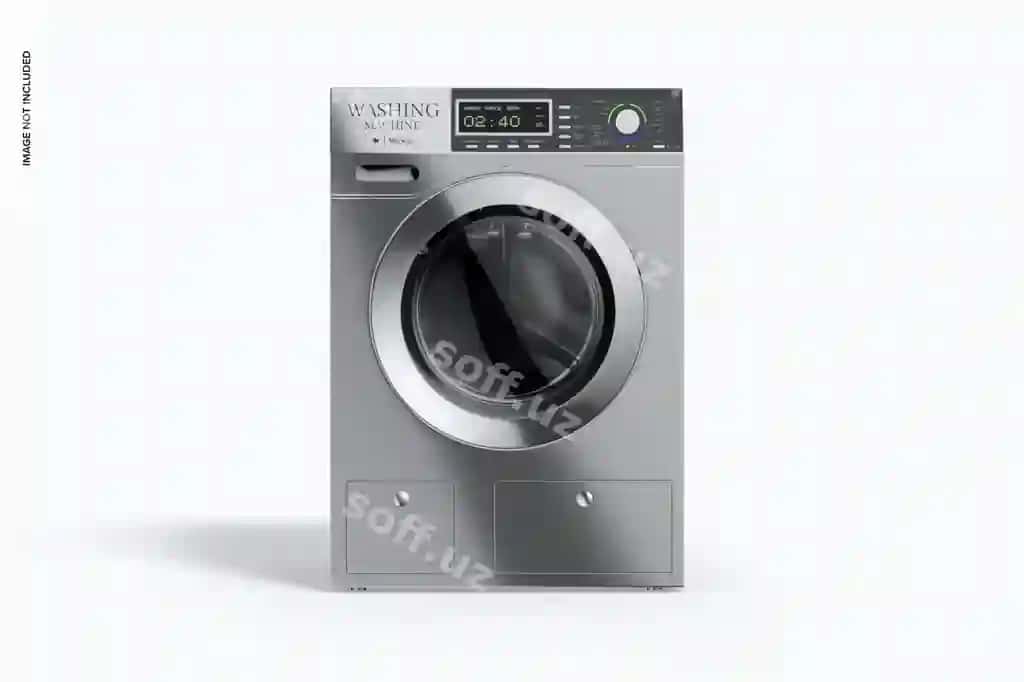 Kir yuvish mashinasi maketining oldingi ko'rinishi | Washing machine mockup front view