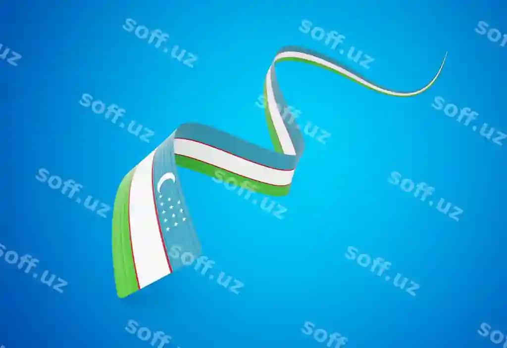 3d bayrog' Uzbekiston, 3d dalgali shinir Uzbekiston lentasi, isolatsiya qilingan ko'k fonda, 3d illustratsiya | 3d flag uzbekistan 3d wavy shiny uzbekistan ribbon isolated blue background 3d illustration