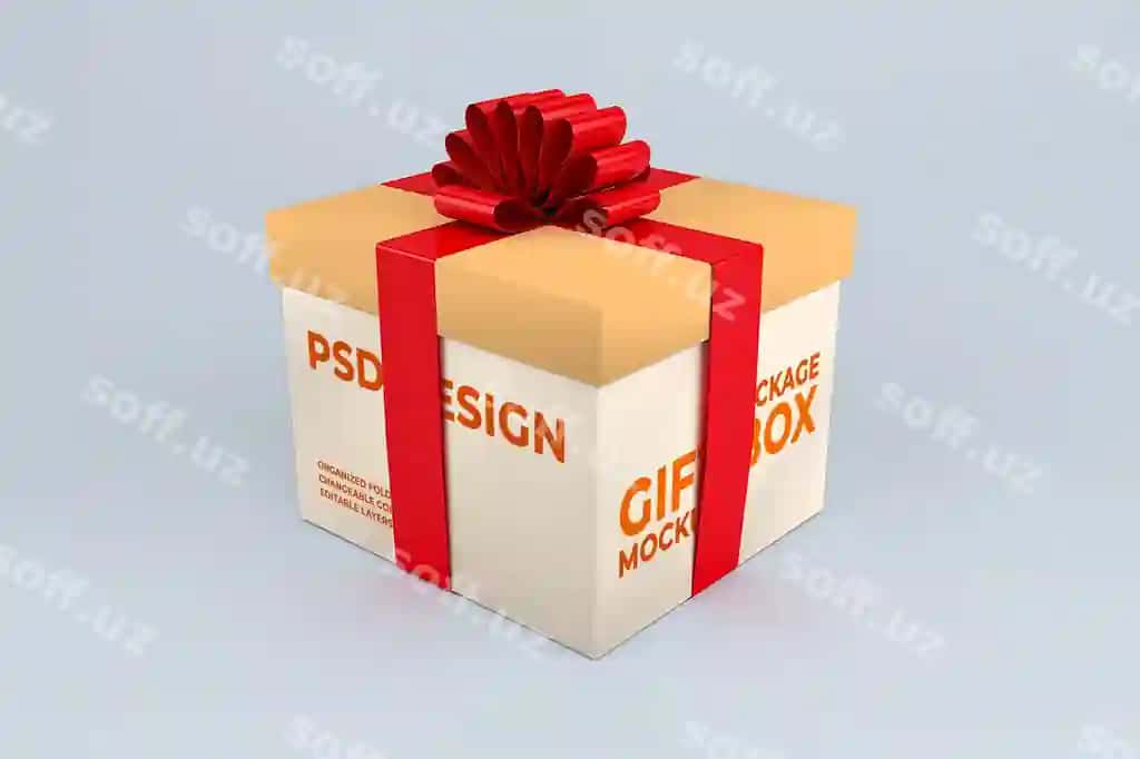 Realistik karton sovg'alar qutisi mockup shabloni | Realistic cardboard gift box mockup template