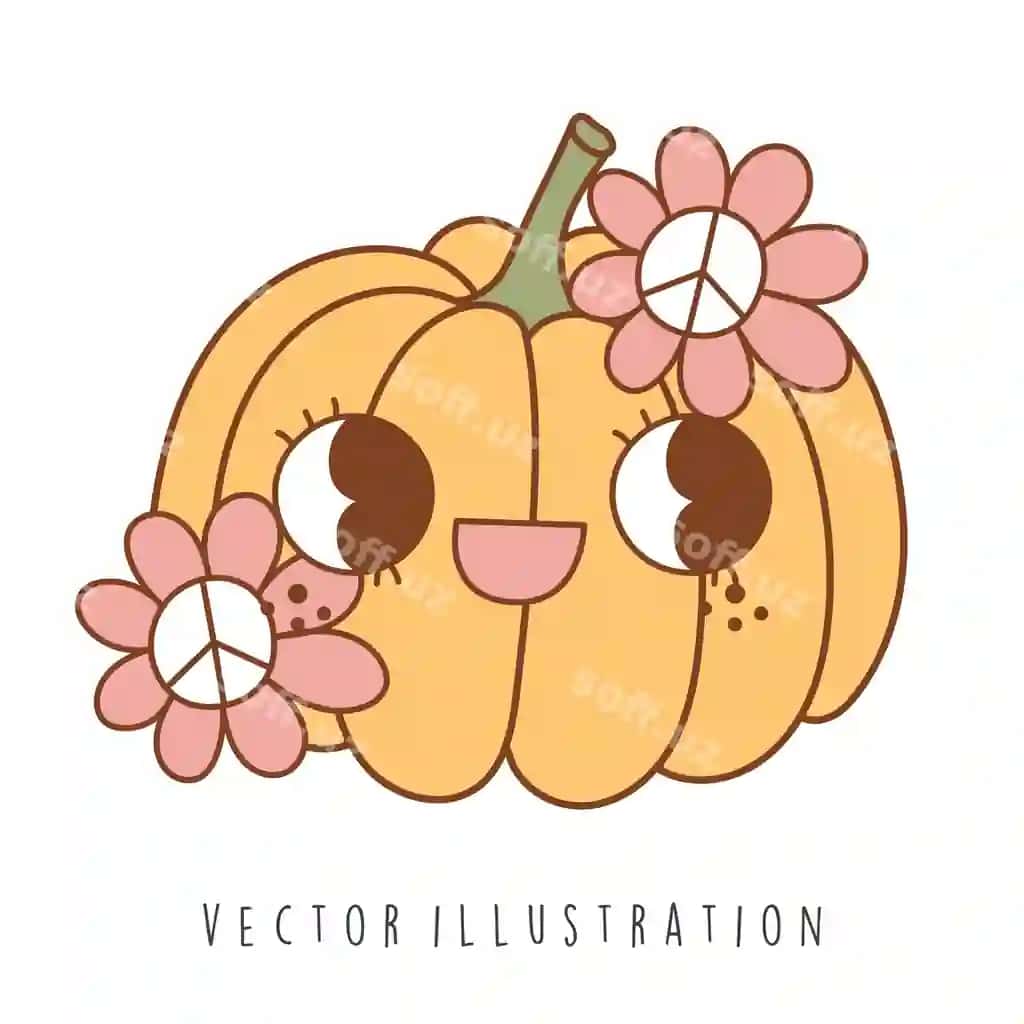 Kuzgi minnatdorchilik vektor illyustratsiyasi | Groovy autumn thanksgiving vector illustration