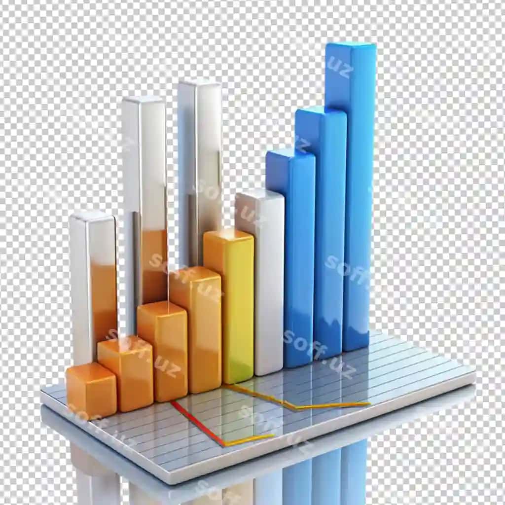 O'sish jadvali turli ranglarda shaffof fonda | Growth chart with different colors transparent background