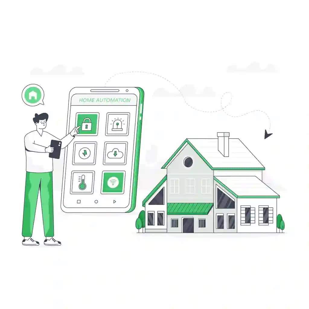 Yassi zamonaviy onlayn mulk tasviri | Flat modern online property illustration