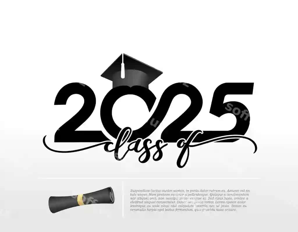 2025 bitiruvchi sinf shablon logotipi diplom va bitirish shlyapasi vektori | 2025 graduate class template logo with diploma graduation cap vector