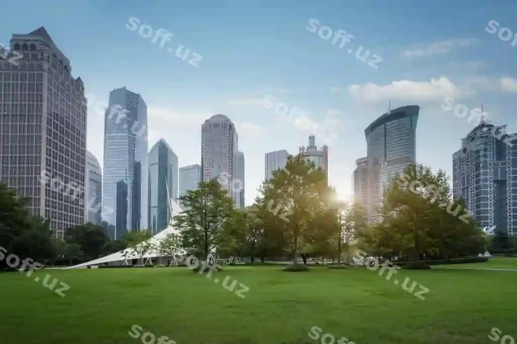 Ommaviy yashil maydon zamonaviy me'morchilik Shanghai Lujiazui moliyaviy hudud | Public green space modern architecture shanghai lujiazui financial district