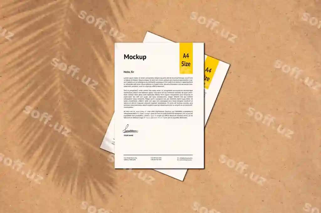 A4 qog'oz mockup dizayn rendering ajraltirilgan | A4 paper mockup design rendering isolated