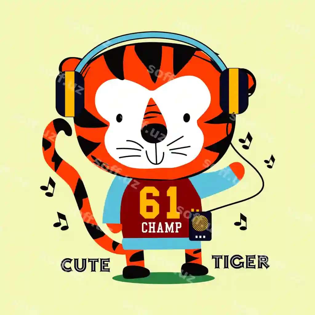 Chiroyli buzmachi karykatur dizayni vektor ilustrator | Cute tiger design cartoon vector illustrator