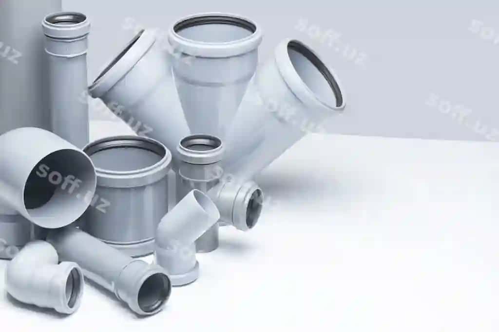 Kulrang polipropilen quvurlar oq fon | Gray polypropylene tubes white background