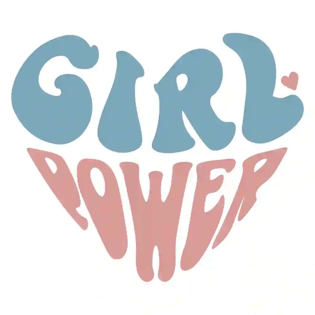 Kuchli yuraklar qiz kuch tipografiyasi yurak shakli | Empowered hearts girl power typography heart shape
