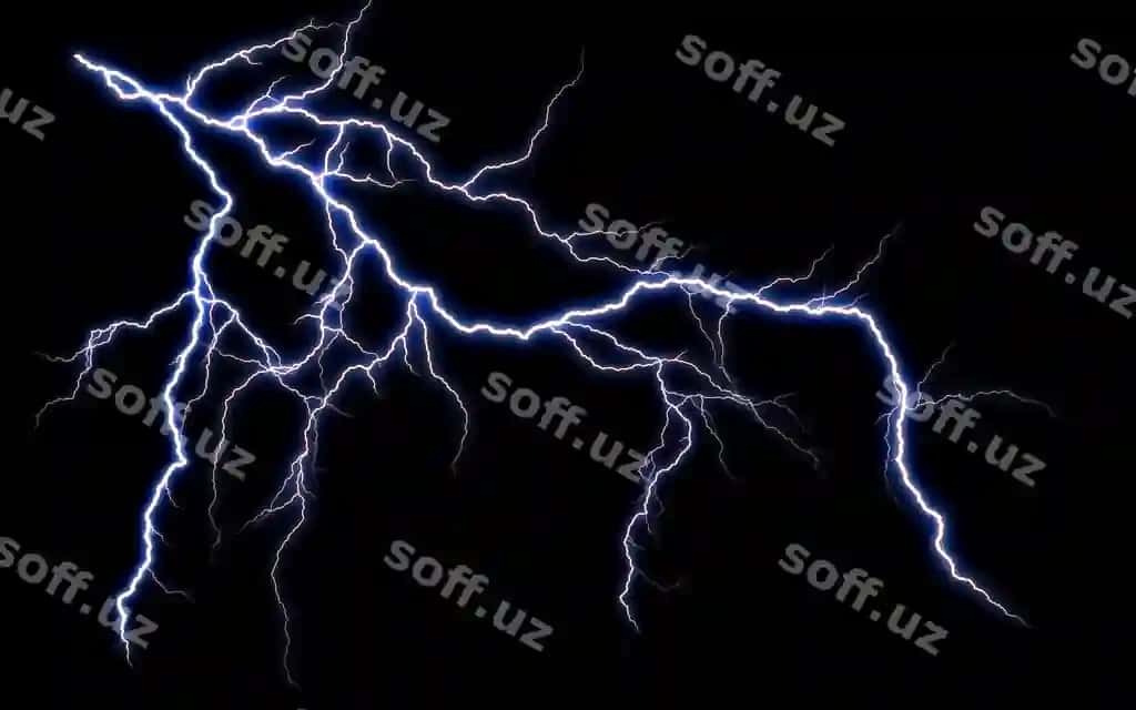 Massiv chaqmoq shoxlari bilan izolyatsiyalangan qora fonda tarvaqaylab ketgan chaqmoq elektr bolt | Massive lightning bolt with branches isolated black background branched lightning bolt electric bolt