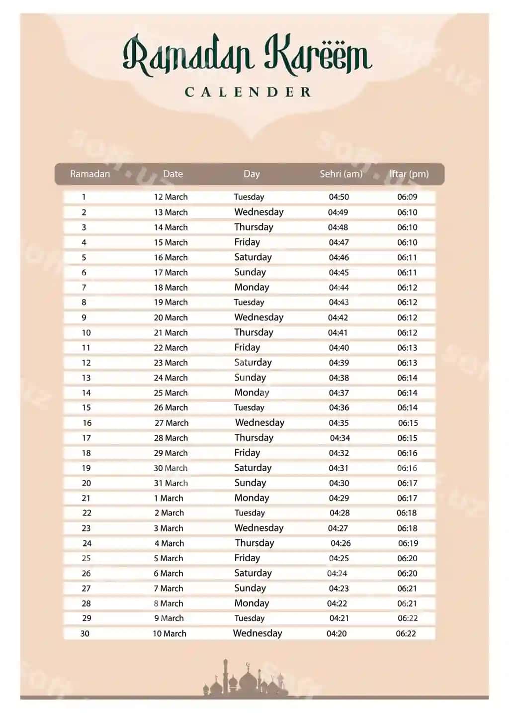 Ramazon kalendar 2024 yil namoz vaqtlari bilan Ramazon jadvali | Ramadan calendar 2024 with prayer times ramadan ramadan schedule