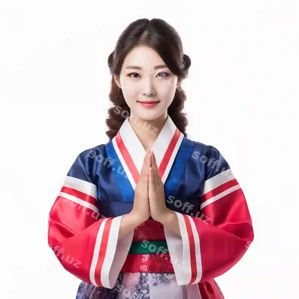 Ayol rangli hanbok an'iyaviy Koreys | Woman colorful hanbok traditional korean