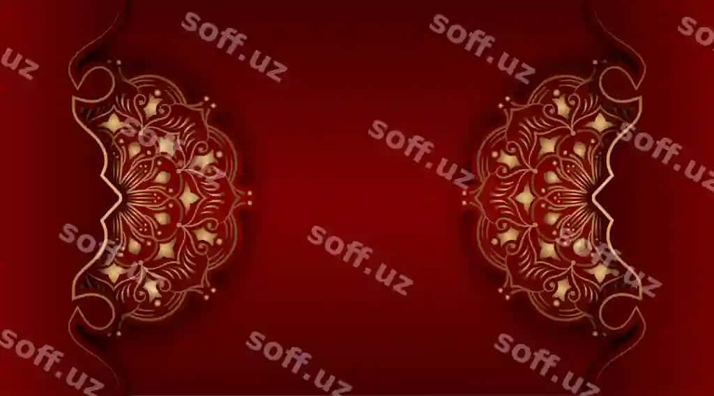 Qizil hasharotli fon oltin mandala bezek bilan | Red luxury background with gold mandala ornament