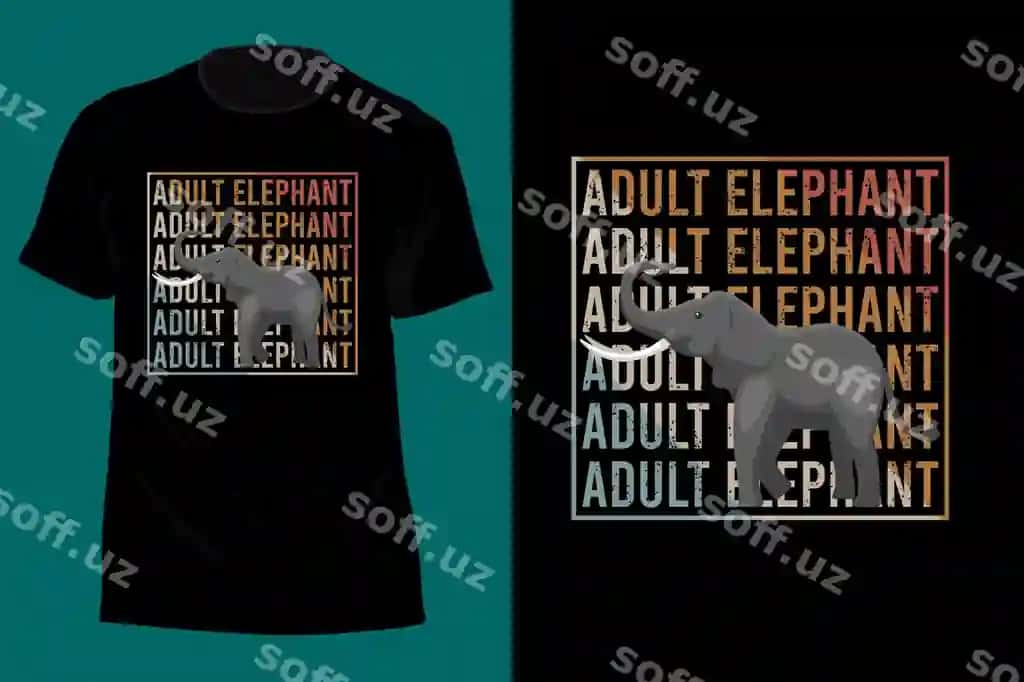 Katta yoshli fil futbolkalari dizayni retro vintage | Adult elephant t shirt design retro vintage