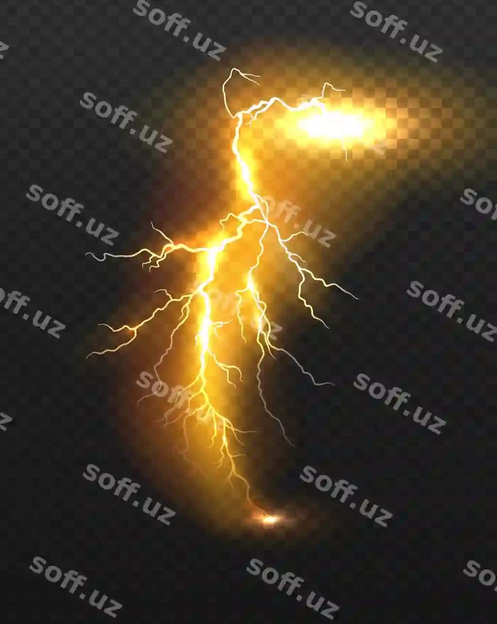 Haqiqiy vektor to'q sariq chaqmoq | Realistic vector orange lightning