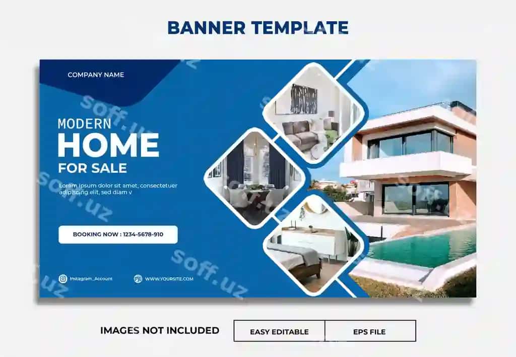 Zamonaviy uy yumshoq rangidagi banner shabloni | Banner template modern home soft color