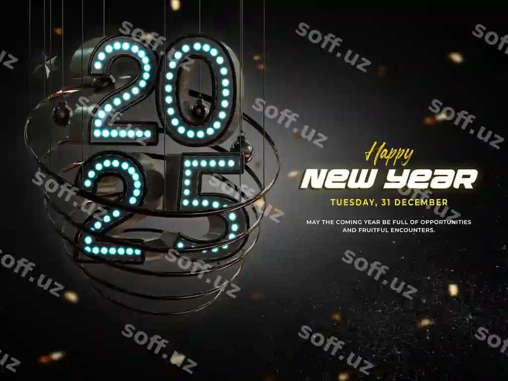 Baxtiyor yangi yil 2025 3d banner dizayn shabloni | Happy new year 2025 3d banner design template