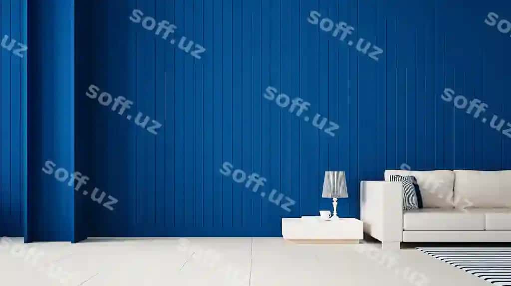 Klassik ko'k devor mehmonxonasi 3d render | Classic blue wall living room 3d rendering