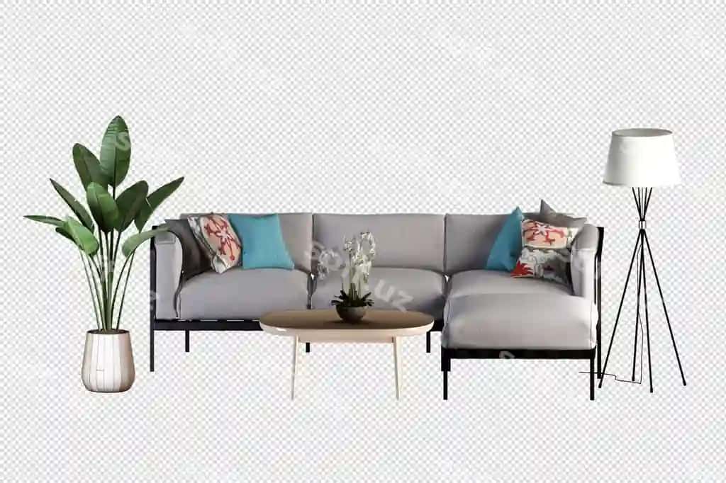 Sofa interyeri mockup 3d render izolyatsiya qilingan | Sofa interior mockup 3d rendering isolated