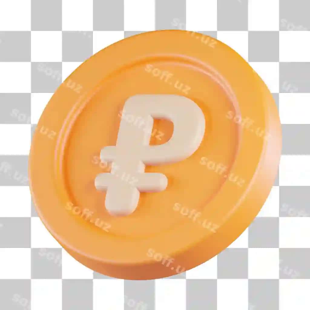 Rubl tanga valyutasi uch o'lchovli ikon | Ruble coin currency 3d icon