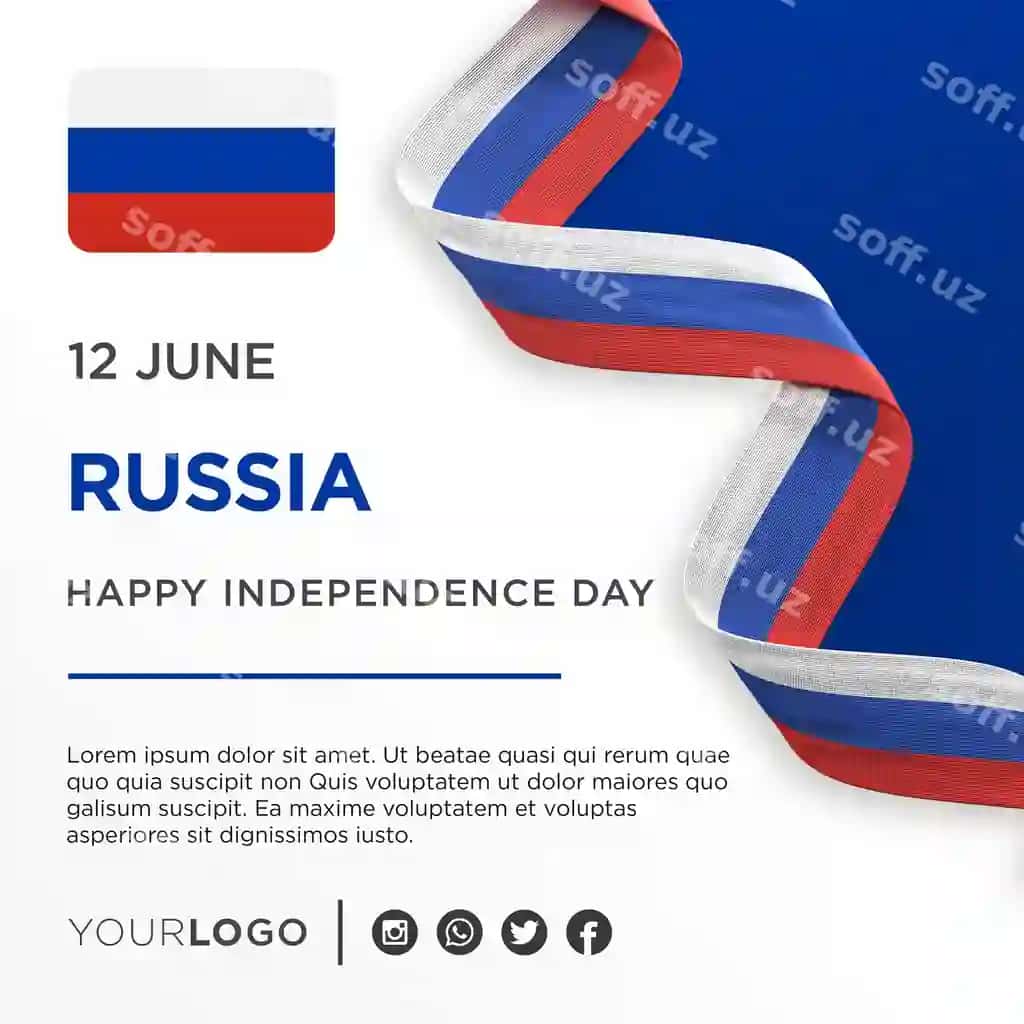 Rossiya milliy mustaqillik kunini nishonlash bayrog'i milliy yubiley | Russia national independence day celebration banner national anniversary
